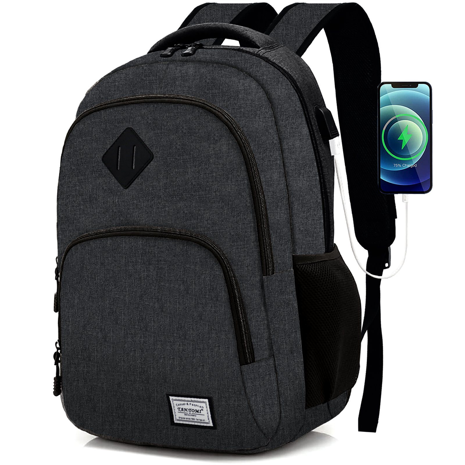TAN.TOMI Freizeitrucksack Laptop Rucksack Herren Damen Große Kapazität Casual Rucksack, für 15,6