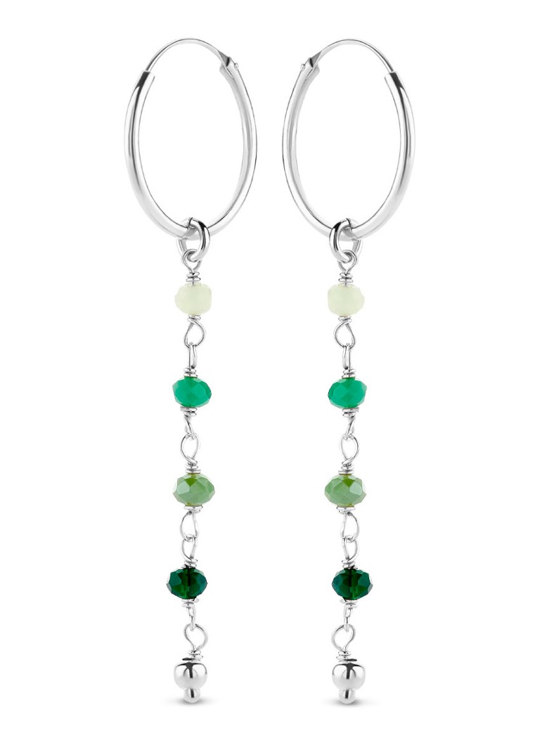 Cercei rotunzi din argint cu un smarald mistic de la Casa Jewelry