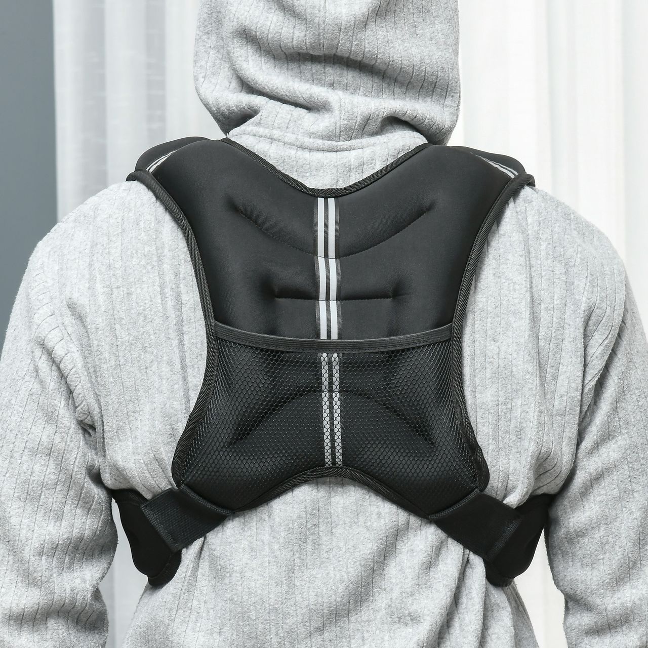 HOMCOM Gewichtsweste Weight Vest 5 kg verstellbar für Gewicht Tranning Krafttrainning Mann/Frau Oxford-Gewebe Metallsand Schwarz 40 x 35 cm