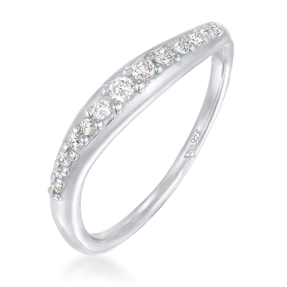 Elli Elli Bague Femmes Piles Courbes Élégant avec cristaux de zirconium en argent ster Bague