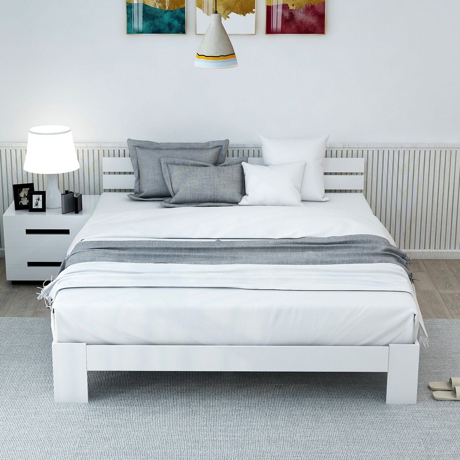 PHOEBE CAT Holzbett (Maasivholzbett Futonbett), Doppelbett mit Kopfteil und Lattenrost, 200x140 cm, aus Kiefer