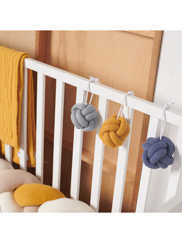 nordic coast company  Baby Gym Spielzeug Knoten Blau | Grau | Curry - 3er Set günstig kaufen onesize