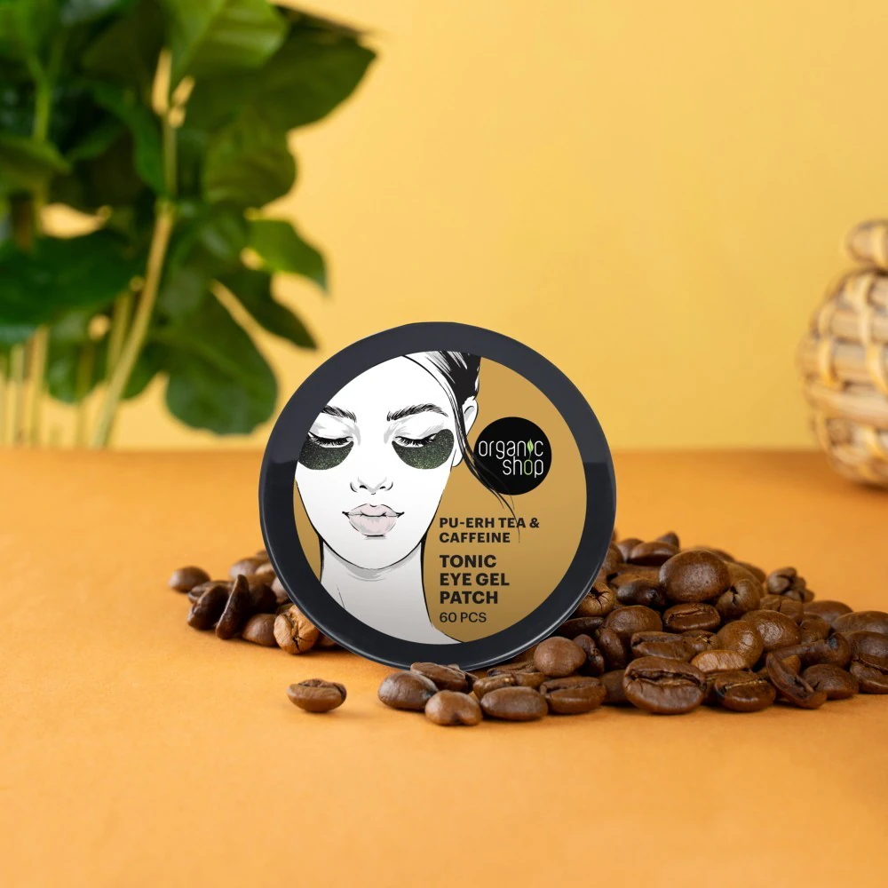 Organic Shop tonirni hidrogelni obliži za oči s čajem puerh in kofeinom, 60 obližev