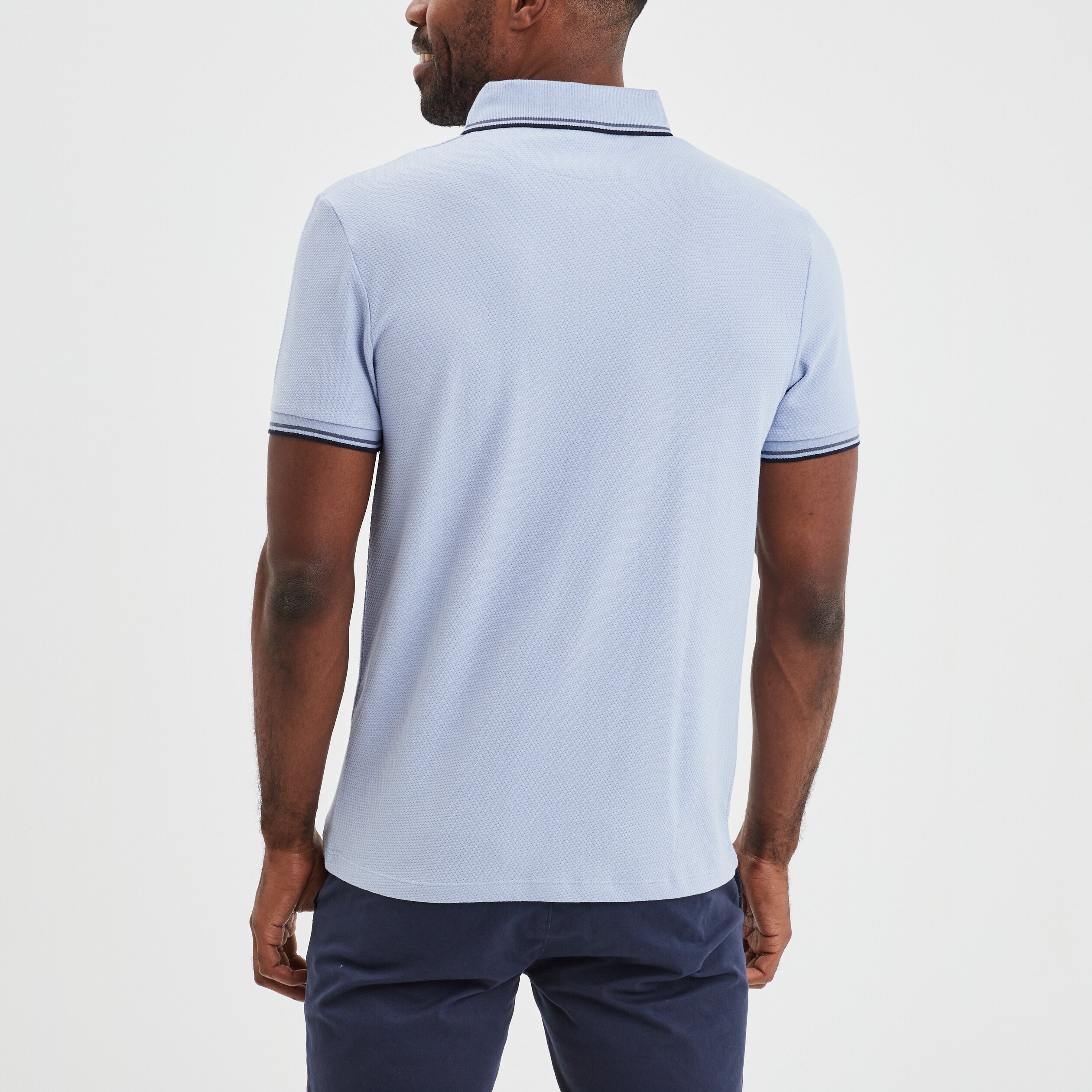 Polo manches courtes 1 poche coton bleu ciel homme | La Halle