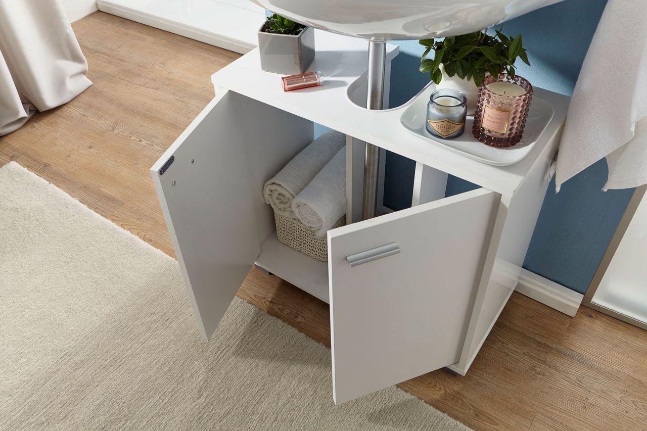 Wohnling Bad Waschbecken Unterschrank 60 x 55 x 30 cm 2 Türen weiß