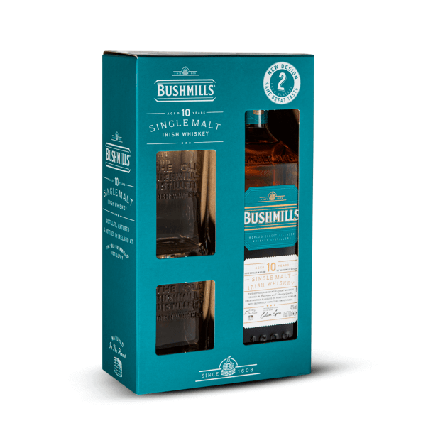Coffret Bushmills Single Malt 10 Ans + 2 Verres 40%