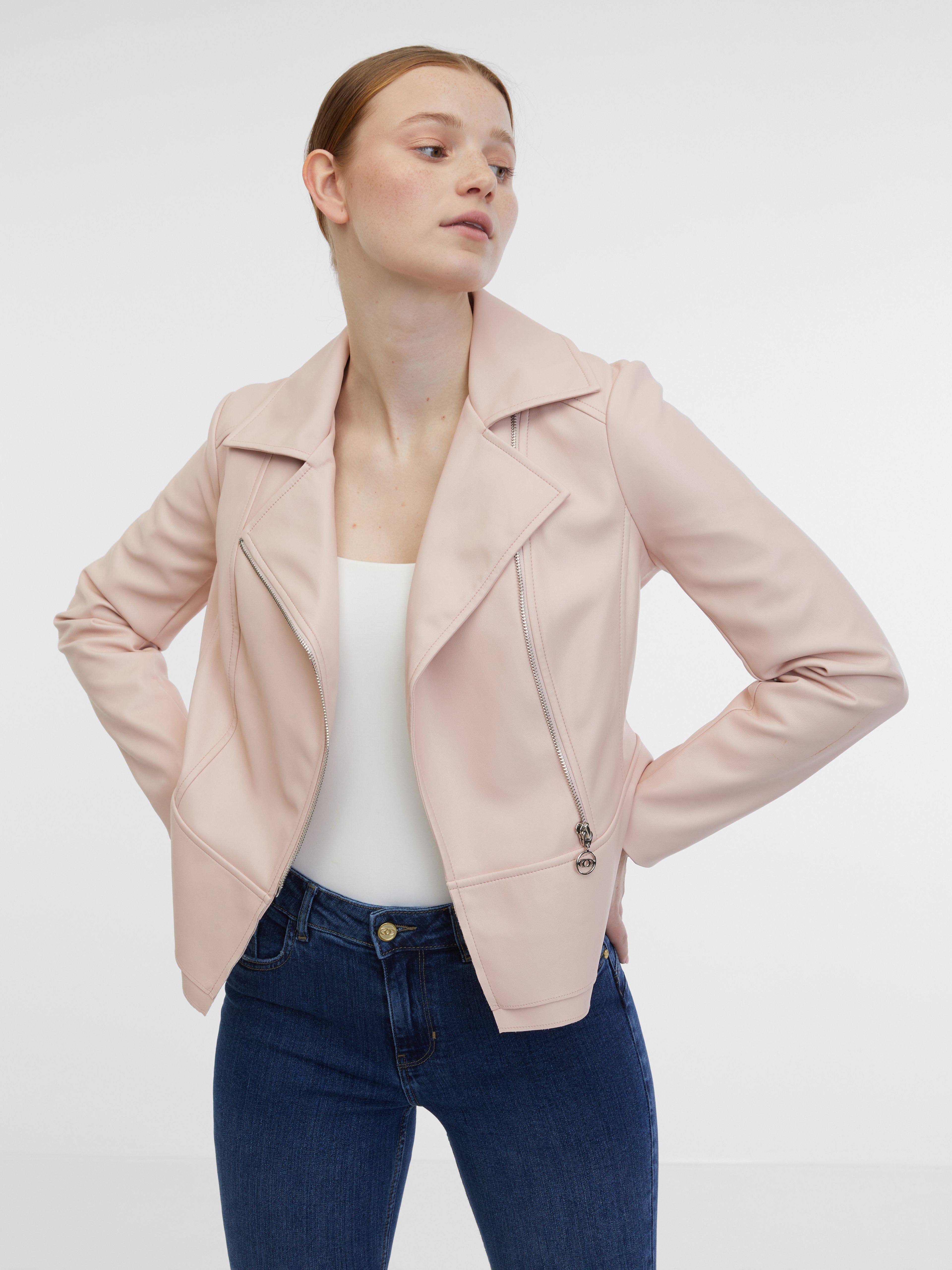 Hellrosa Damen-Kunstlederjacke ORSAY