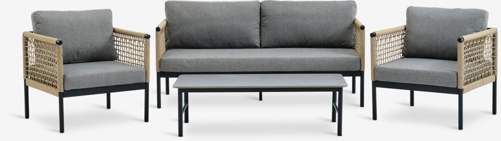 Conjunto de lounge BAMLE BAMLE para 4,5 pessoas, secagem rápida, cinza.