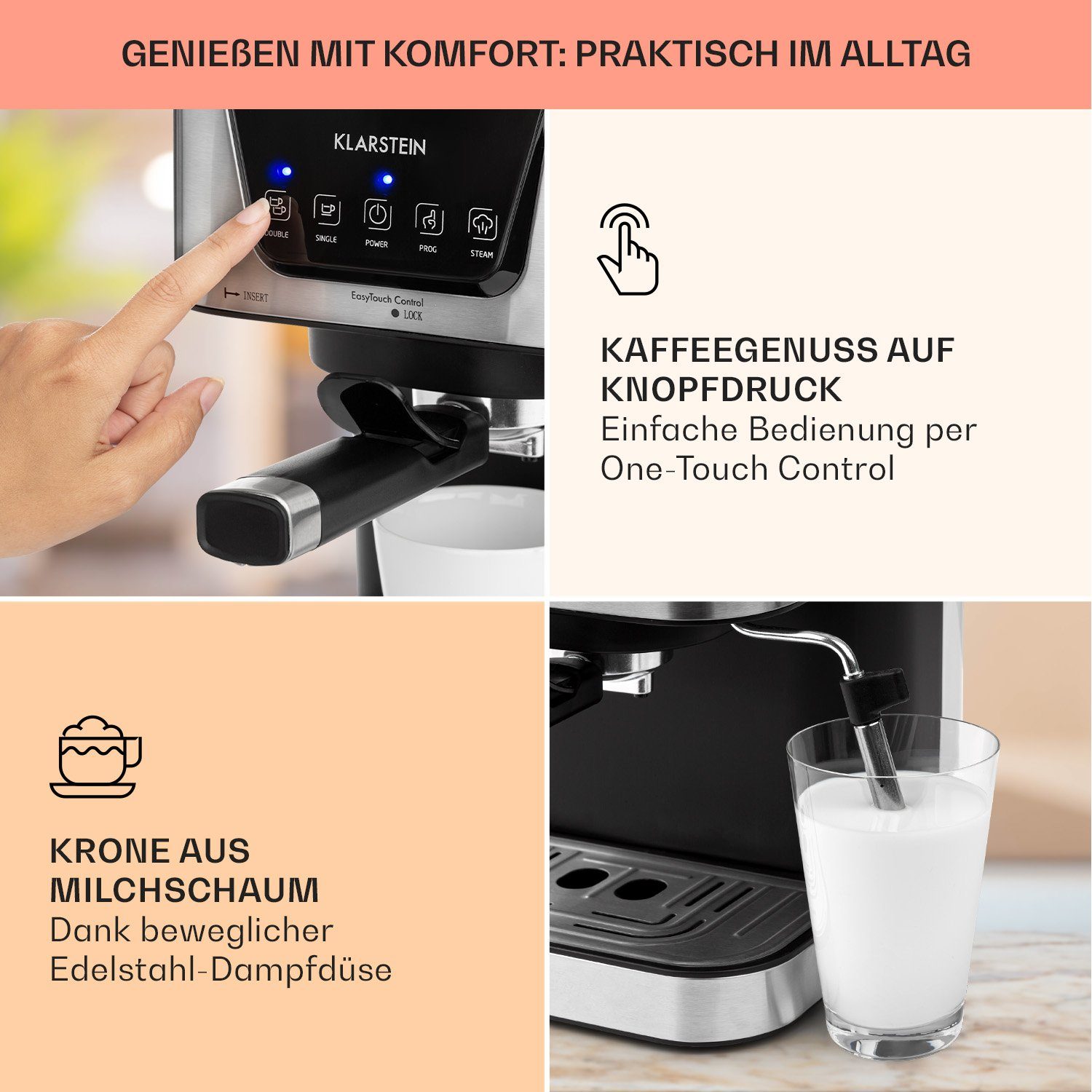 Klarstein Filterkaffeemaschine Arabica, 1.5l Kaffeekanne