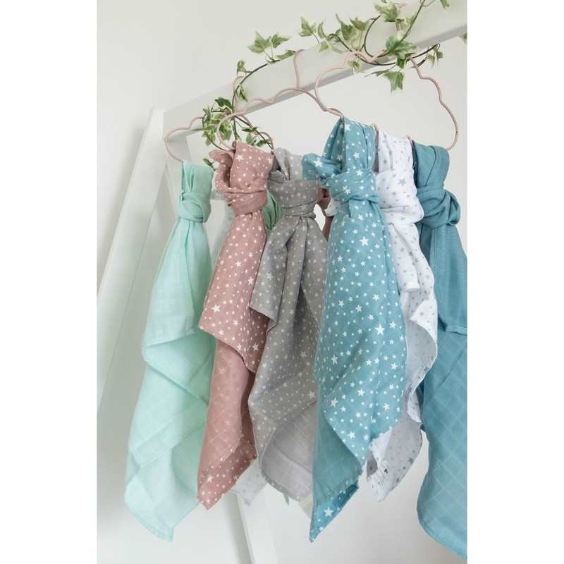 Set de 3 langes 100% Coton Bio motifs étoiles