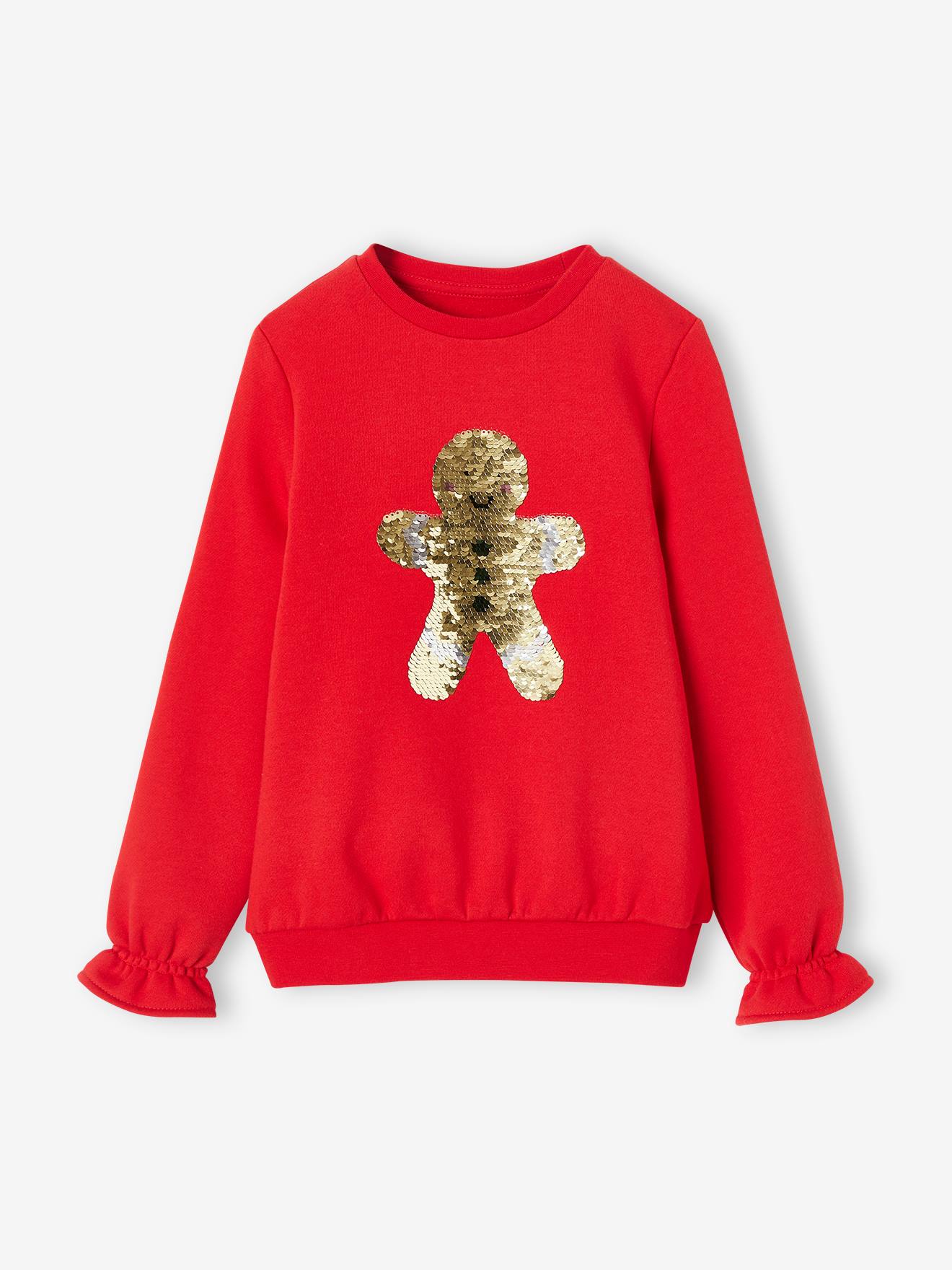 Vertbaudet Mädchen Sweatshirt, Weihnachten - rot