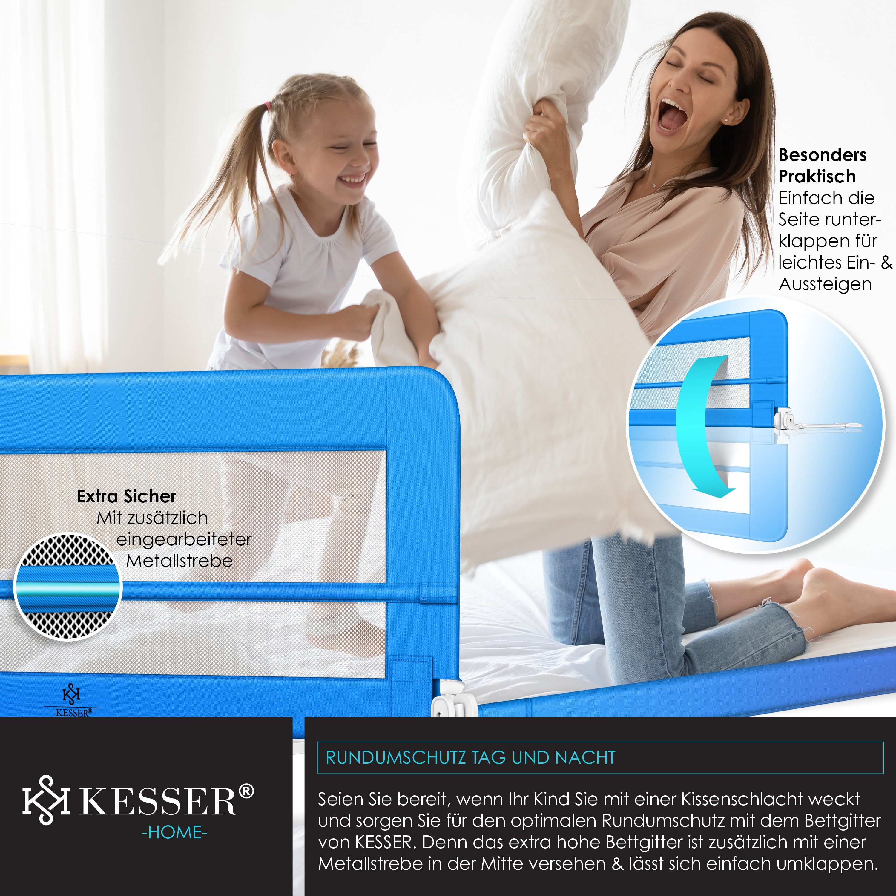 KESSER Bettschutzgitter, Bettgitter Bettschutzgitter Kinderbettgitter für Kinder Baby
