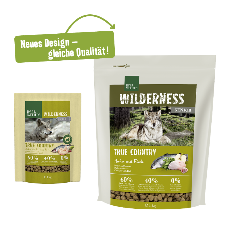 REAL NATURE Hundetrockenfutter REAL NATURE WILDERNESS Senior True Country Huhn mit Fisch 1 kg