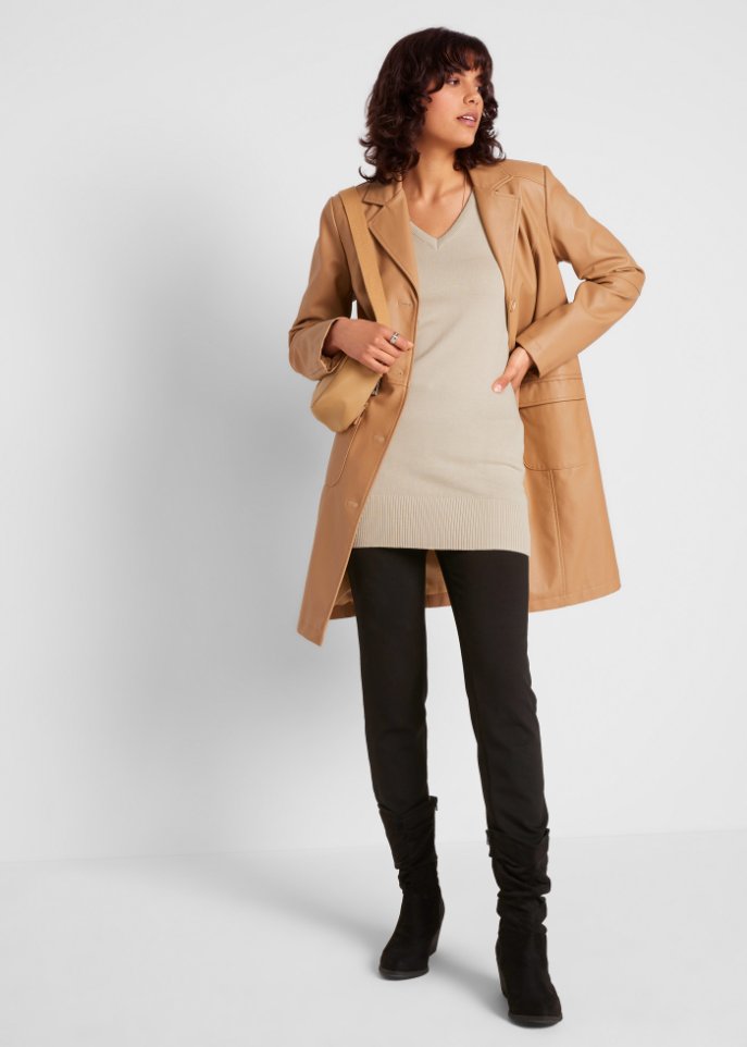 Basic Longpullover mit V-Ausschnitt