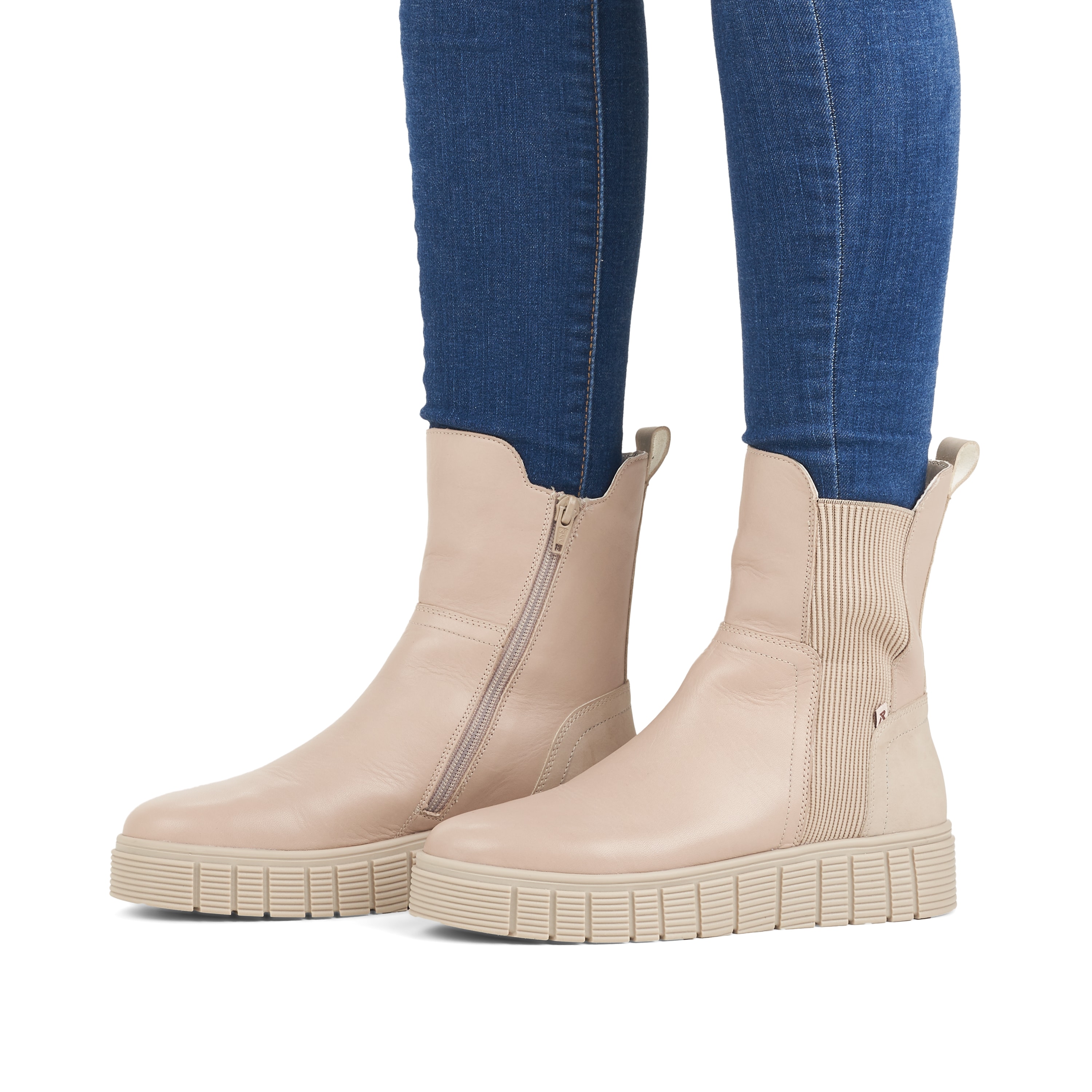 Rieker Damen Chelsea Boots linen