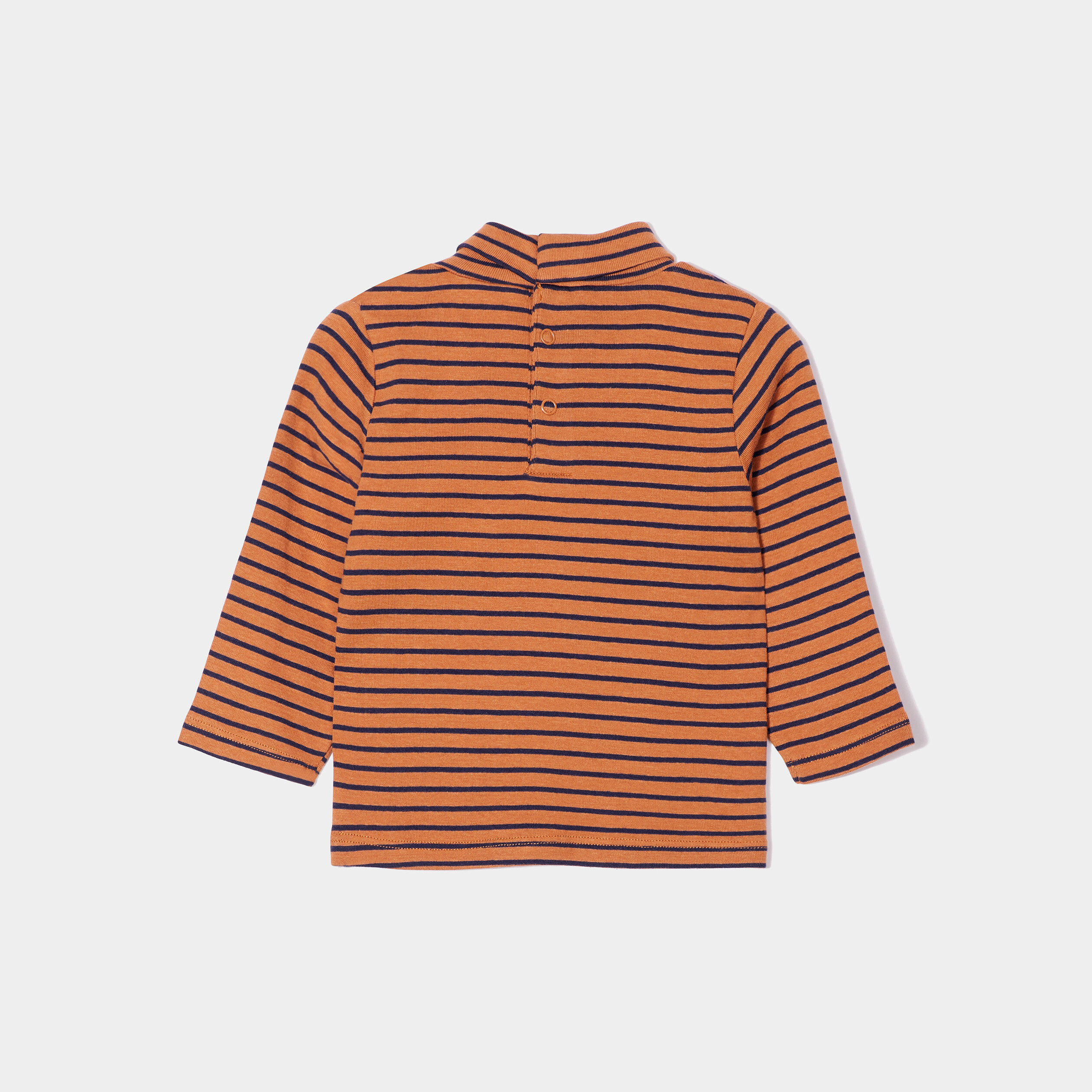 Sous-pull col roulé boutonné coton marron cognac bébé garçon | La Halle