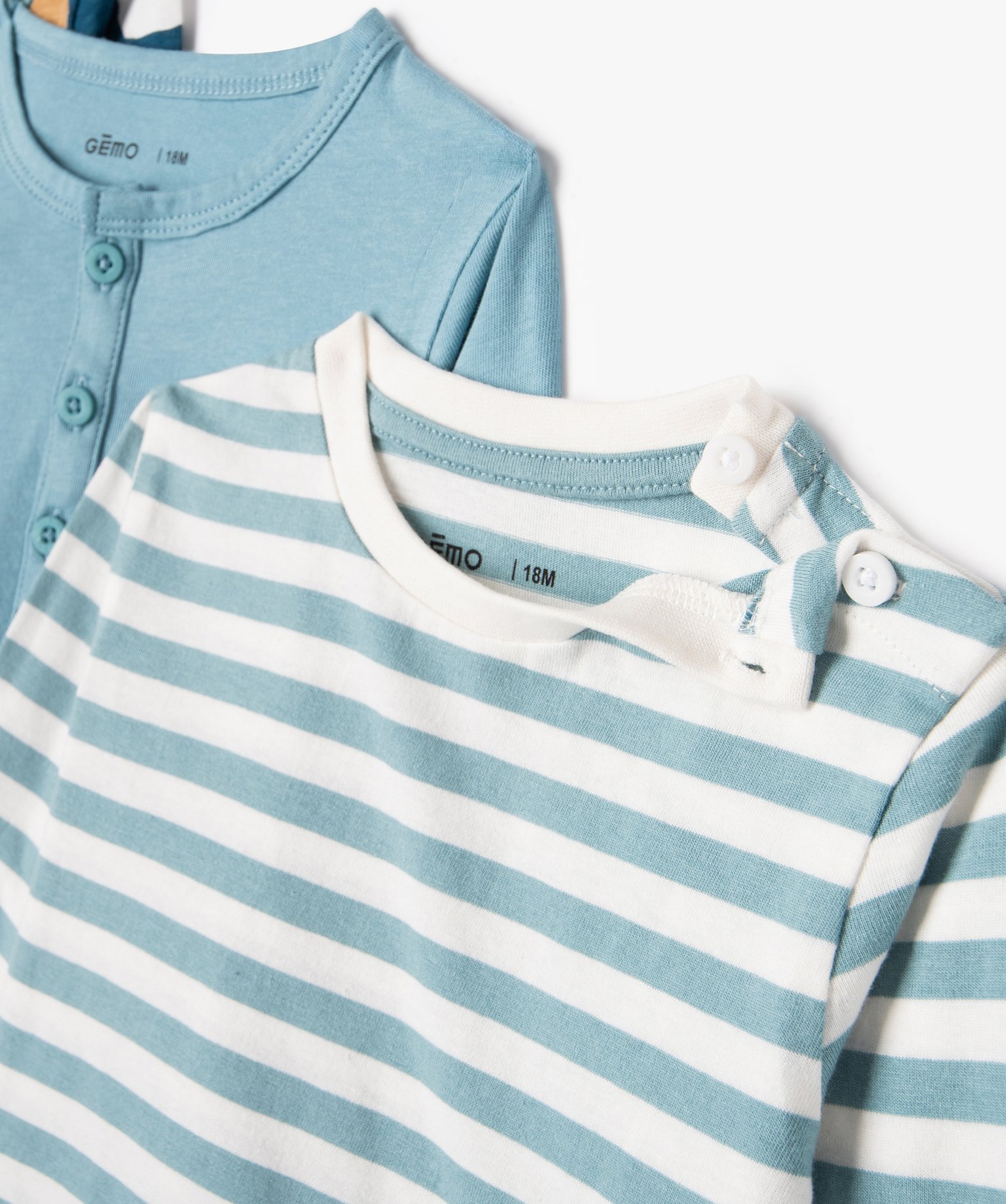 Tee-shirt manches longues en coton bébé Garçon (lot de 3) bleu | GEMO