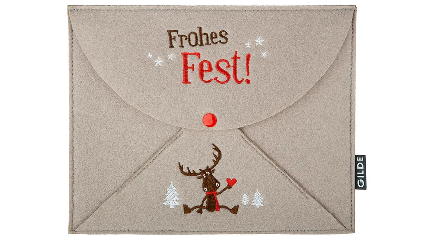 GILDE Filz Geschenkkuvert Hirsch Hannes H=20cm beige, grau