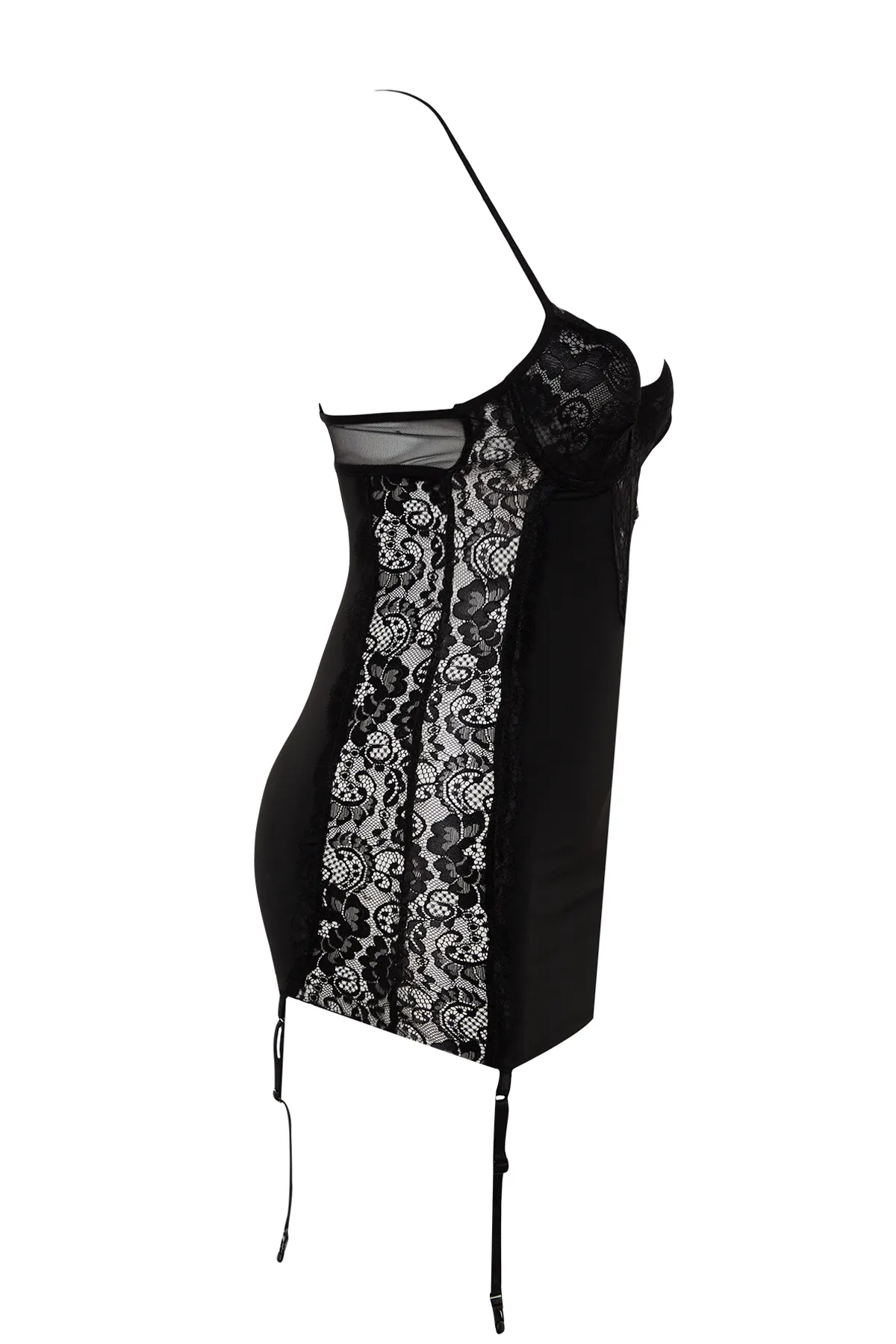 Trendyol Collection  Schwarzes Jarse Babydoll aus Strick mit Strumpfband und Seilriemen THMAW24LL00000