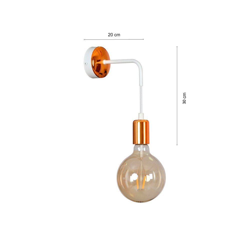 famlights Wandleuchte, Wandleuchte Sönke aus Metall in Weiß und Kupfer 1xE27 max.60W, keine Angabe, Leuchtmittel enthalten: Nein, warmweiss, Wandleuchte, Wandlampe, Wandlicht