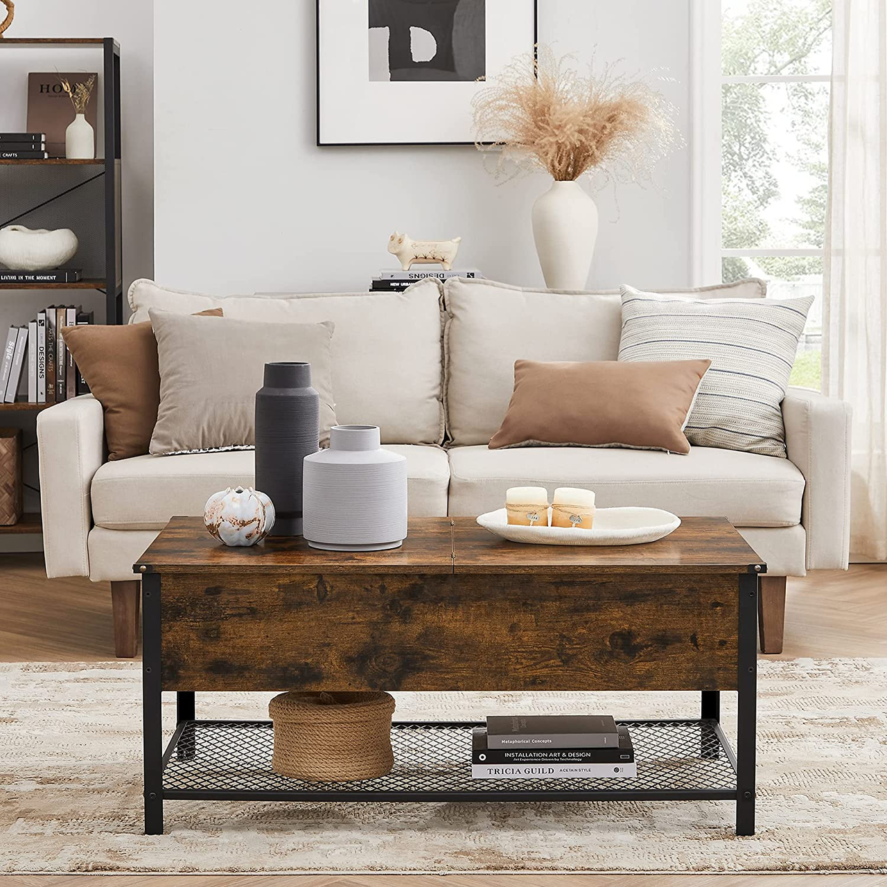 Vasagle Couchtisch, Schwarz, 100 x 55 x 47 cm