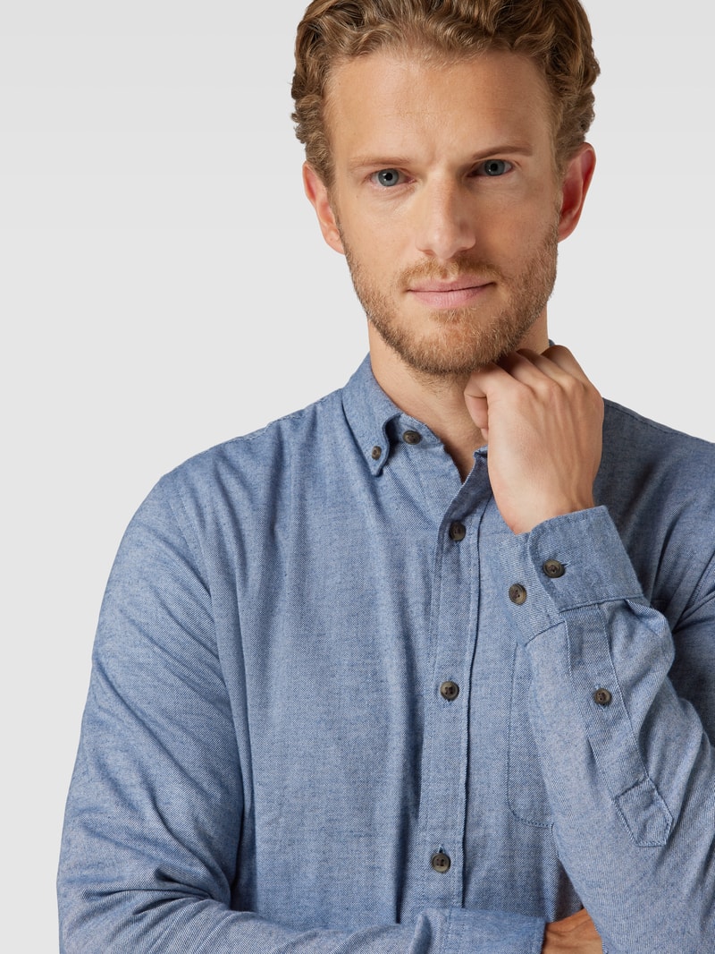 Regular Fit Freizeithemd mit Button-Down-Kragen Modell 'CLASSIC' in hellblau meliert