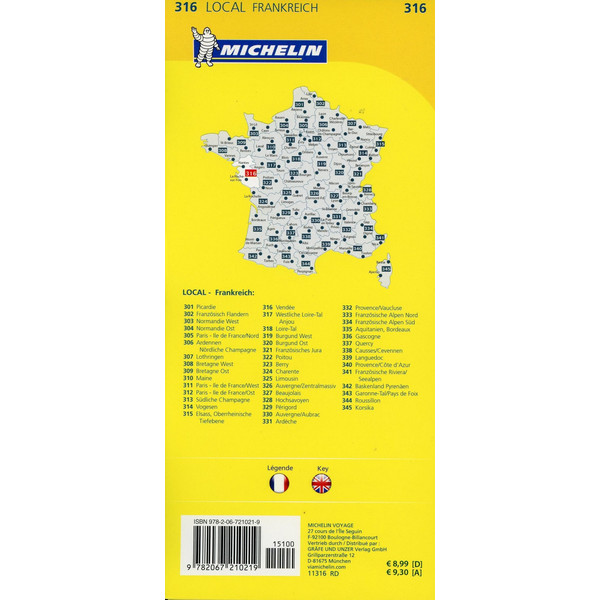 Michelin Localkarte Vendee 1 : 150 000 - Straßenkarte