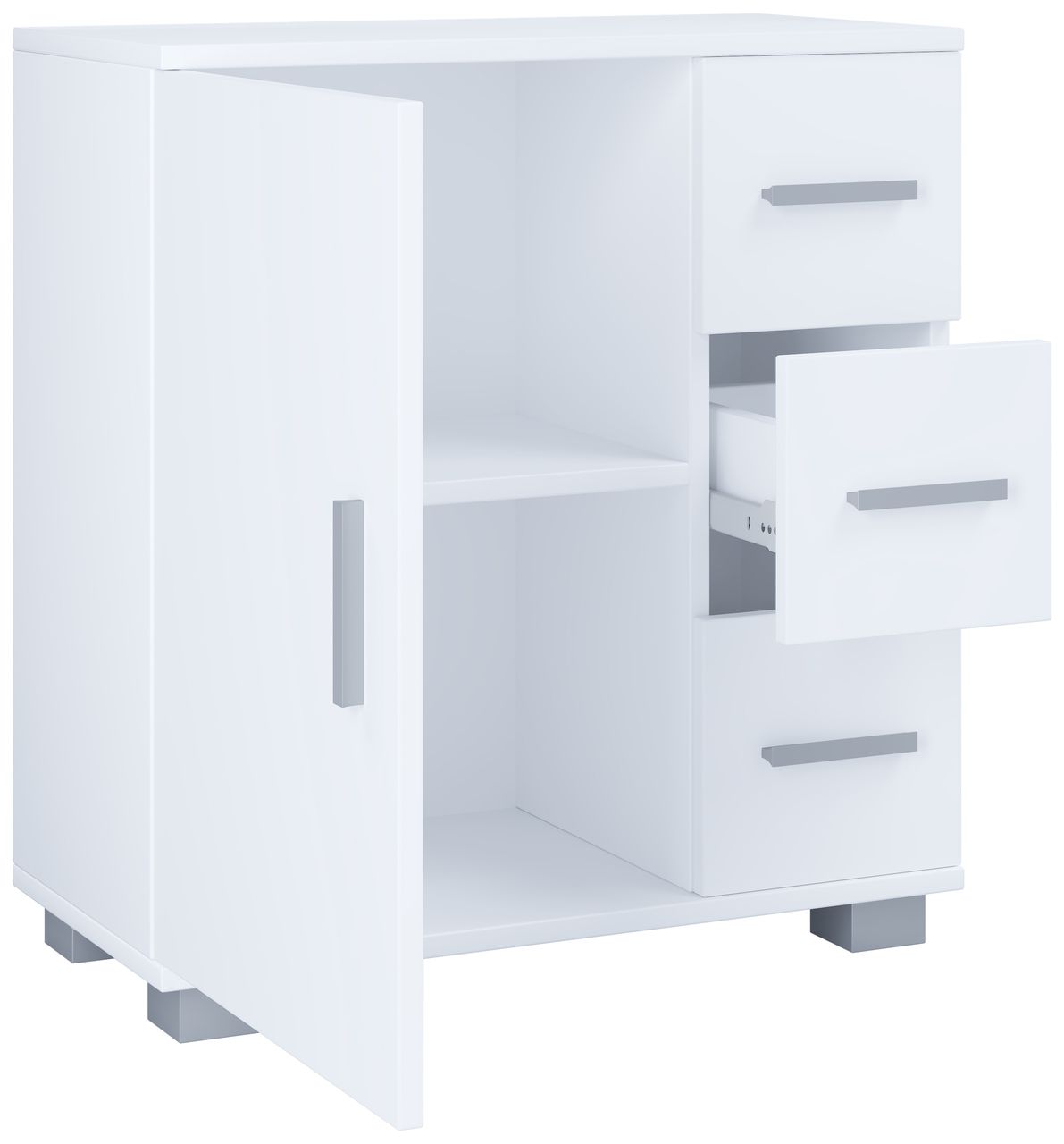 VCM Midischrank mit 3 Schubladen Zalo XL Weiß