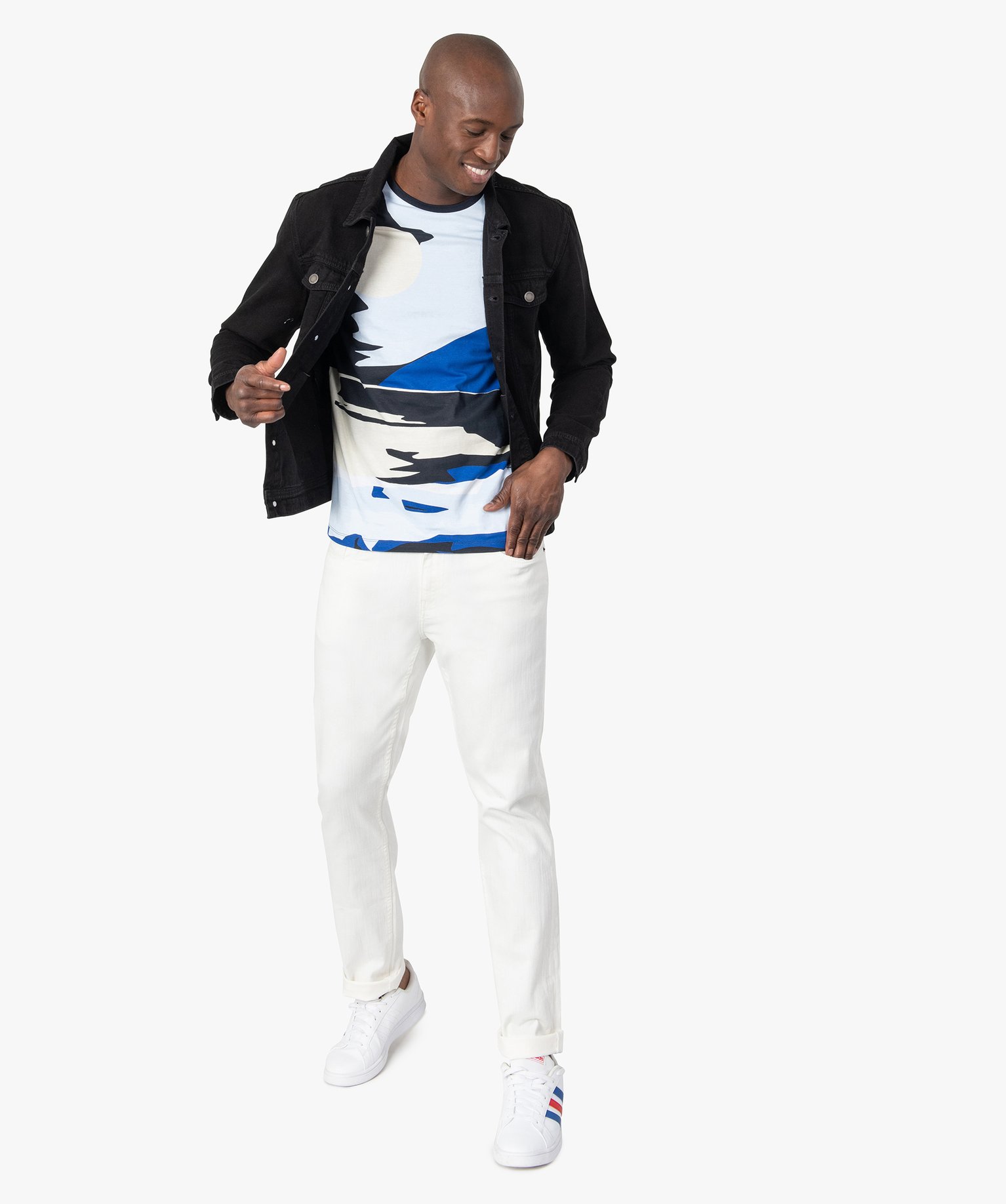 Veste en jean homme coupe droite noir | GEMO