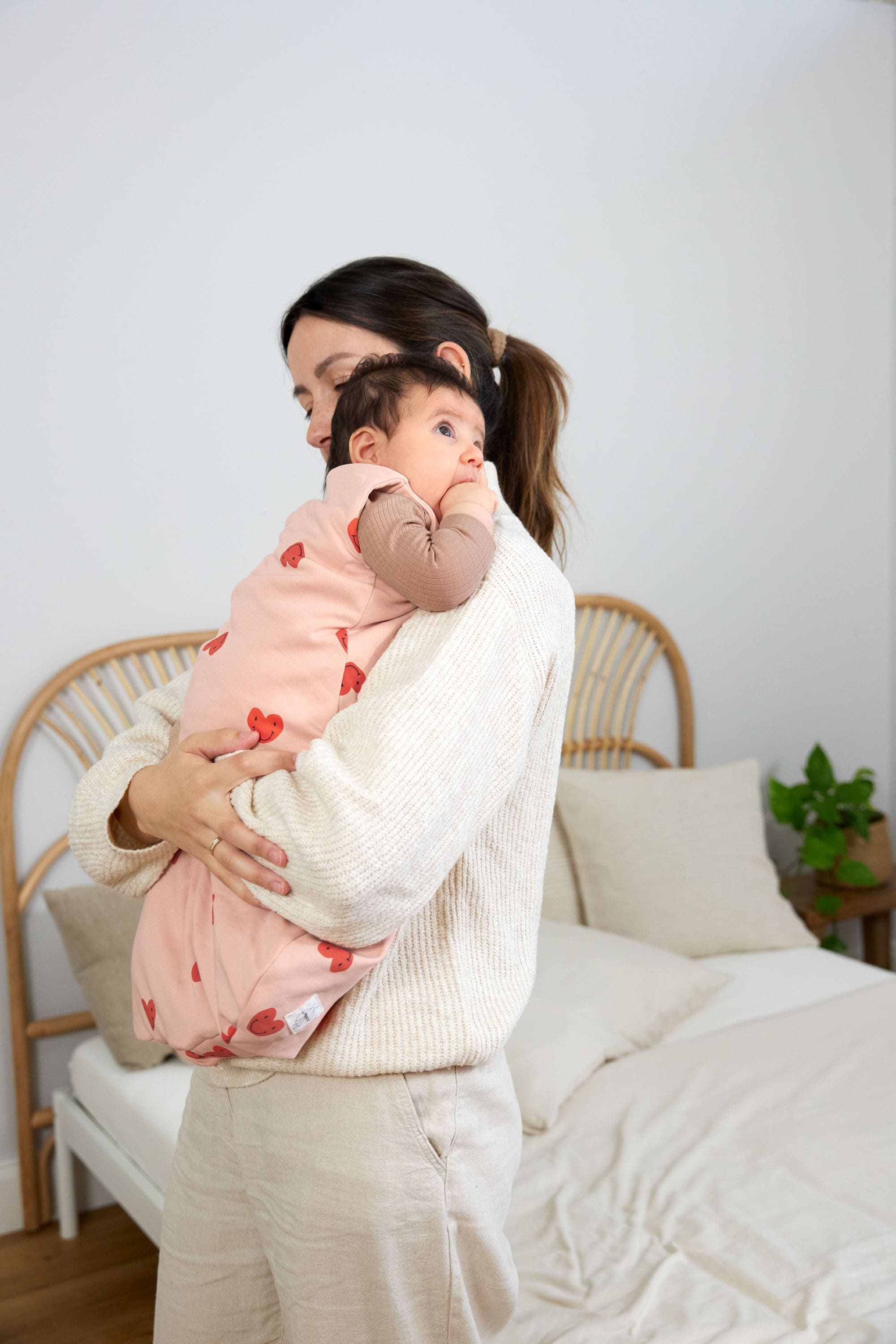 Baby Body Langarm - gerippt, Hellbraun
