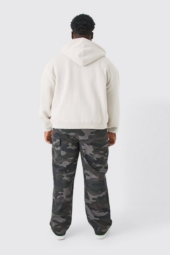 Plus lockere asymmetrische Camouflage Cargo Twill-Hose