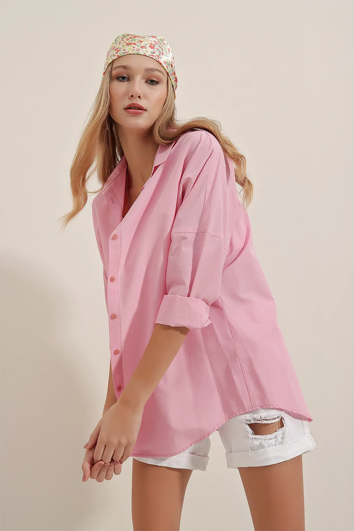 Bigdart  3900 Oversize-Lang-Basic-Hemd – Rosa