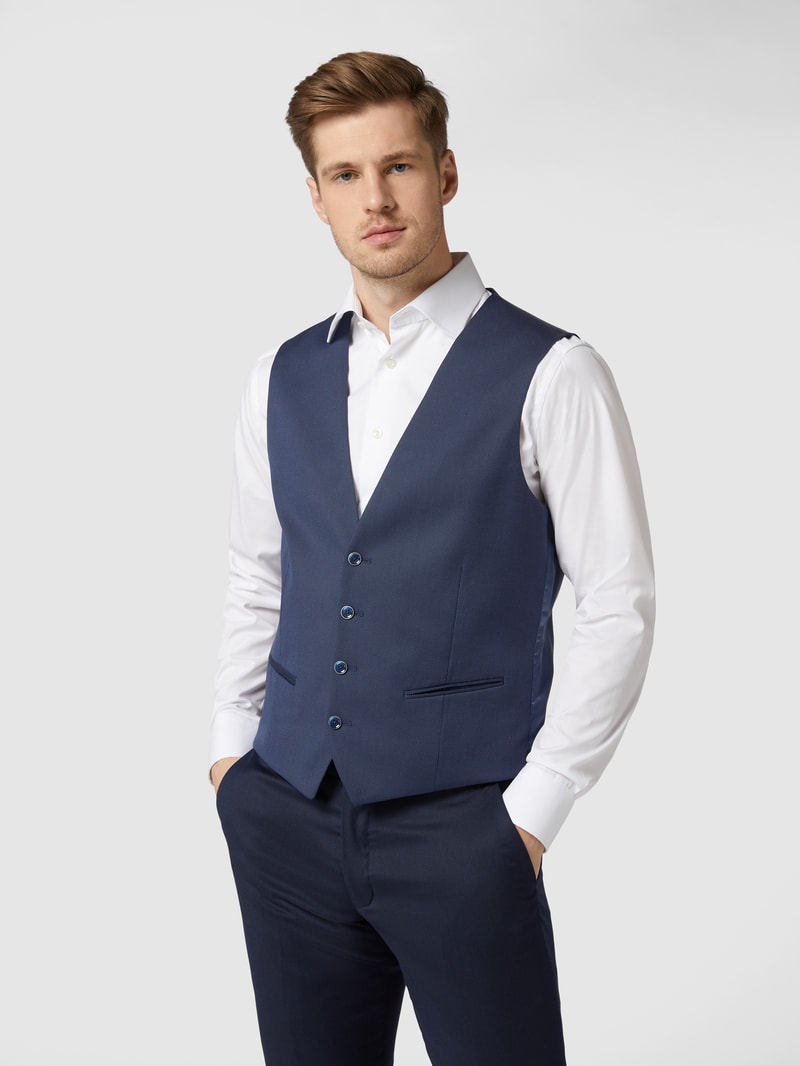 Slim Fit Weste mit Webmuster in marineblau