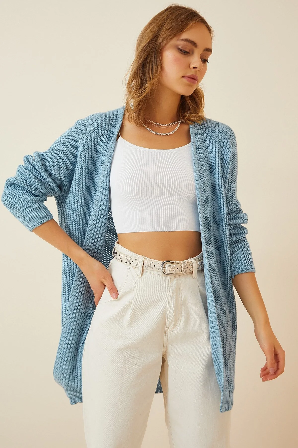 Happiness İstanbul  Strickjacke - Blau - Regular Fit