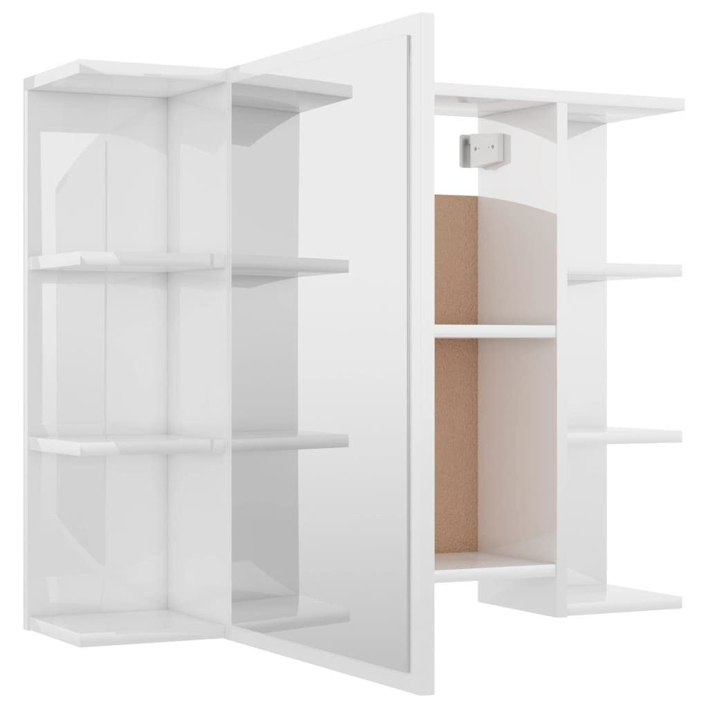 vidaXL Badezimmerspiegelschrank Bad-Spiegelschrank Hochglanz-Weiß 80x20,5x64 cm Holzwerkstoff (1-St)