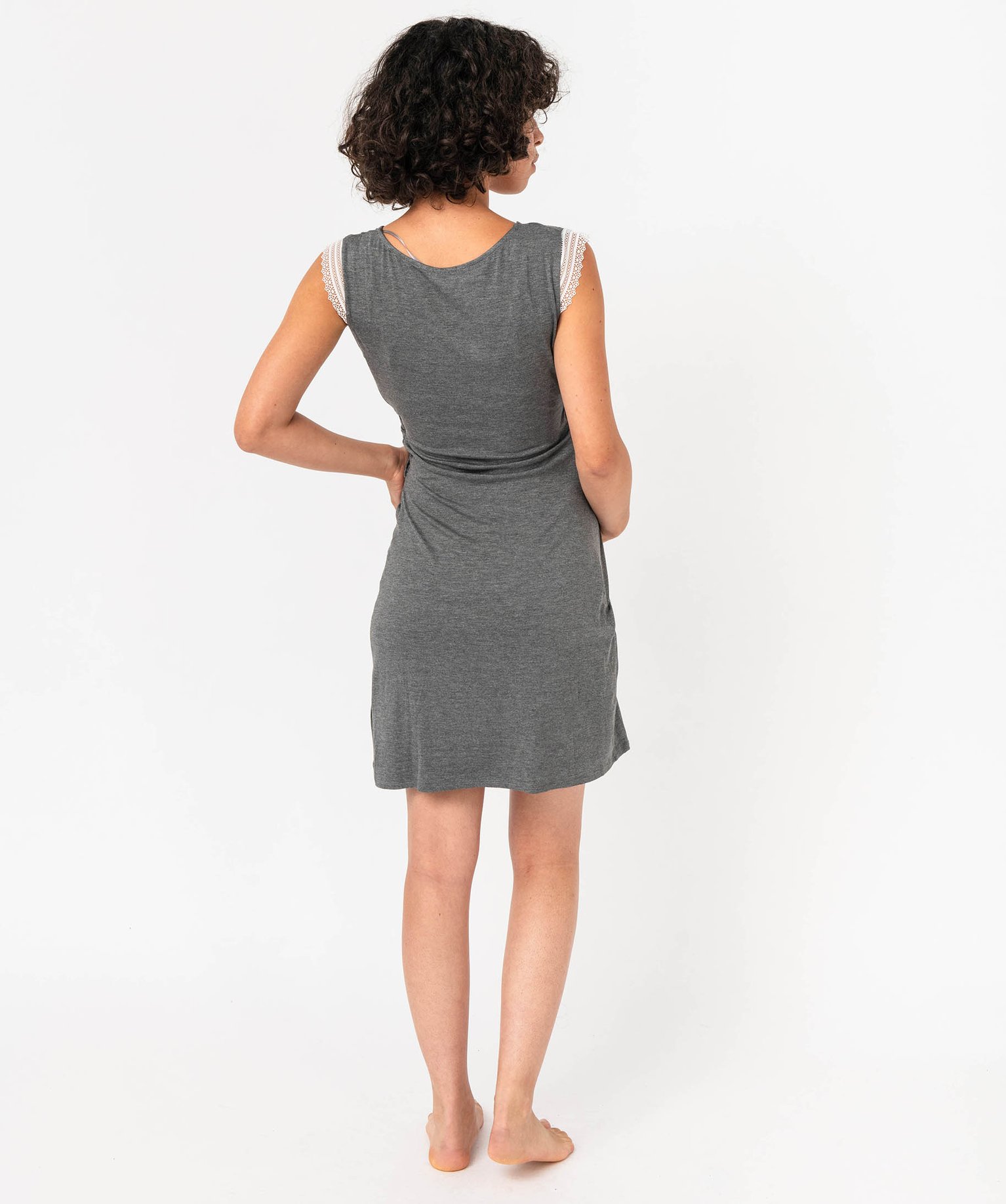 Nuisette de grossesse et allaitement avec haut cache-cur gris | GEMO