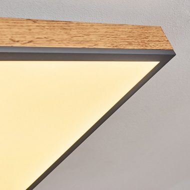 hofstein Deckenleuchte Vacil modernes Deckenpanel aus Metall, MDF, Schwarz/Weiß/Holzoptik, 3000 Kelvin, 24 Watt, 2100 Lumen, eckige Deckenlampe in flachem Design