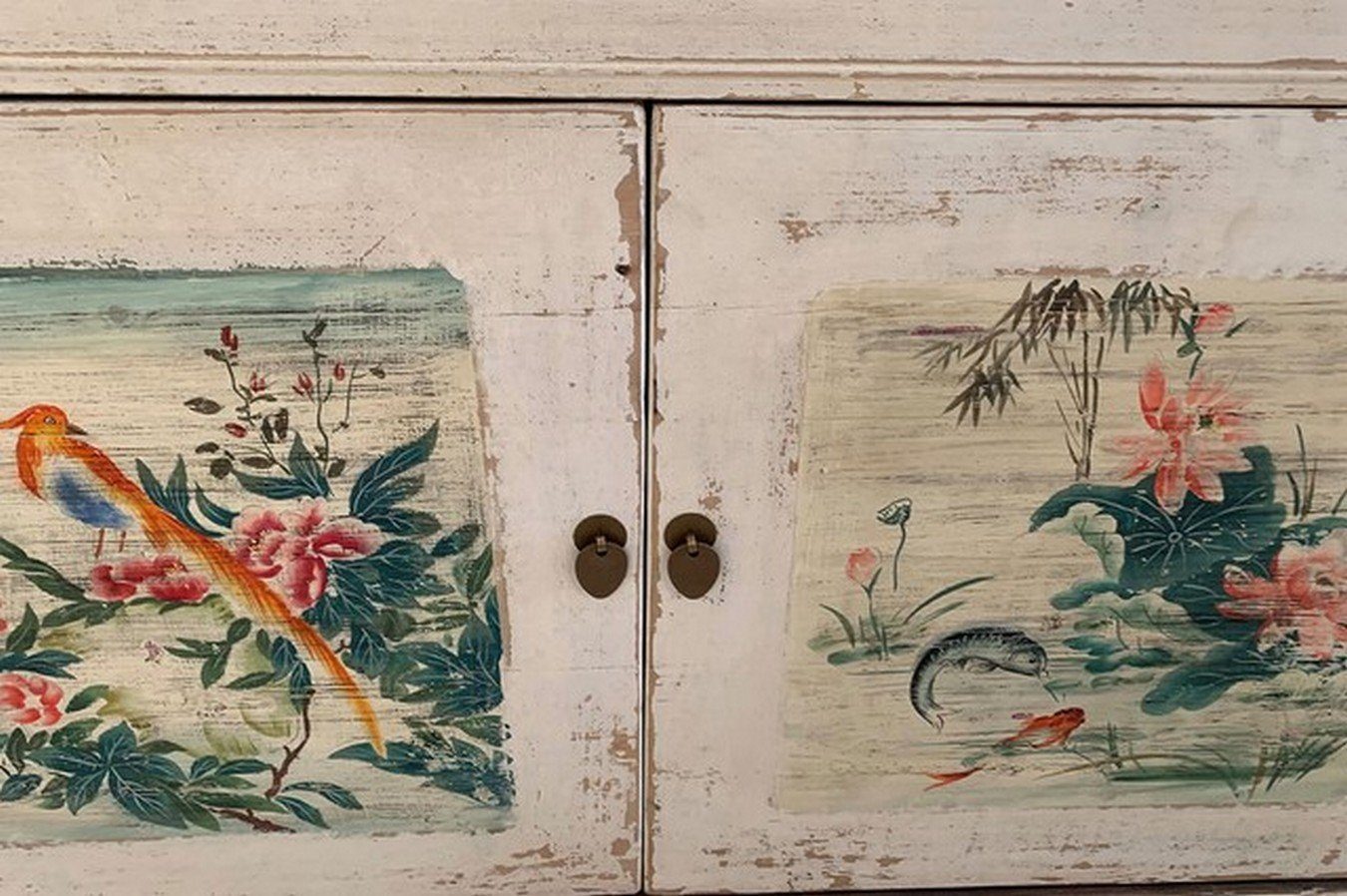 daslagerhaus living Bauernschrank Sideboard Shanxi weiß flower 130cm