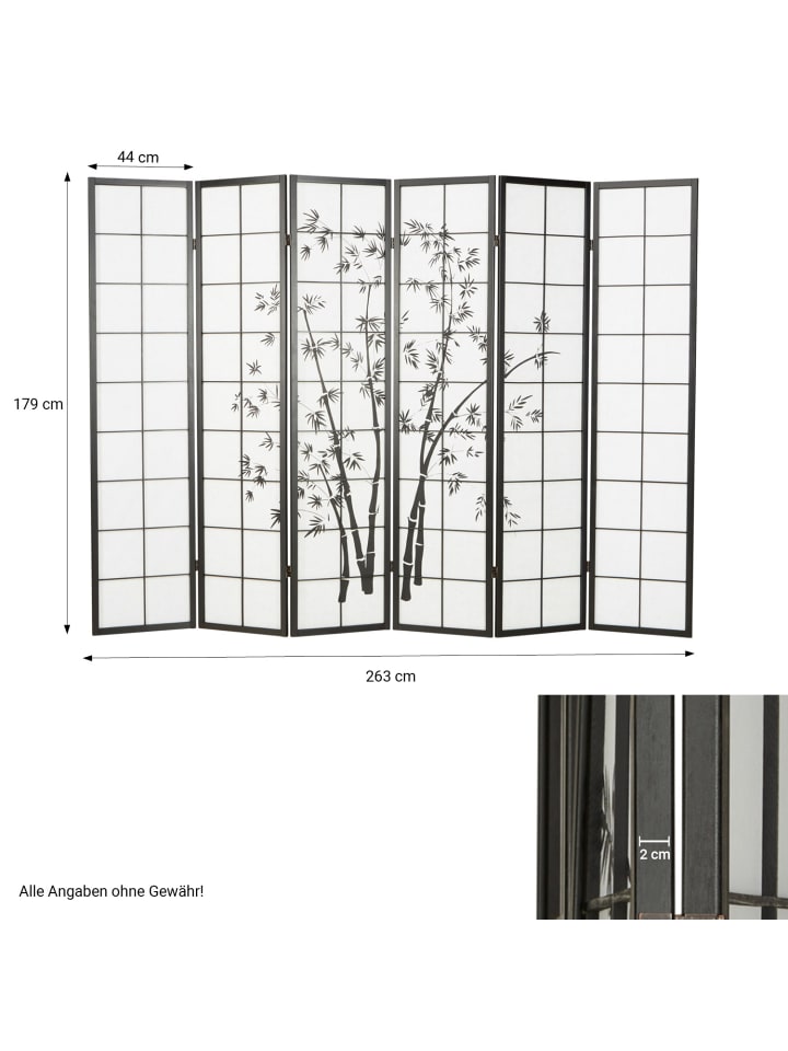Homestyle4u 6-tlg. Paravent in Schwarz 264x179 günstig kaufen onesize