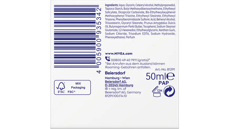 NIVEA Reichhaltige Tagespflege 24h Feuchtigkeit Trockene Haut LSF 30 50 ml