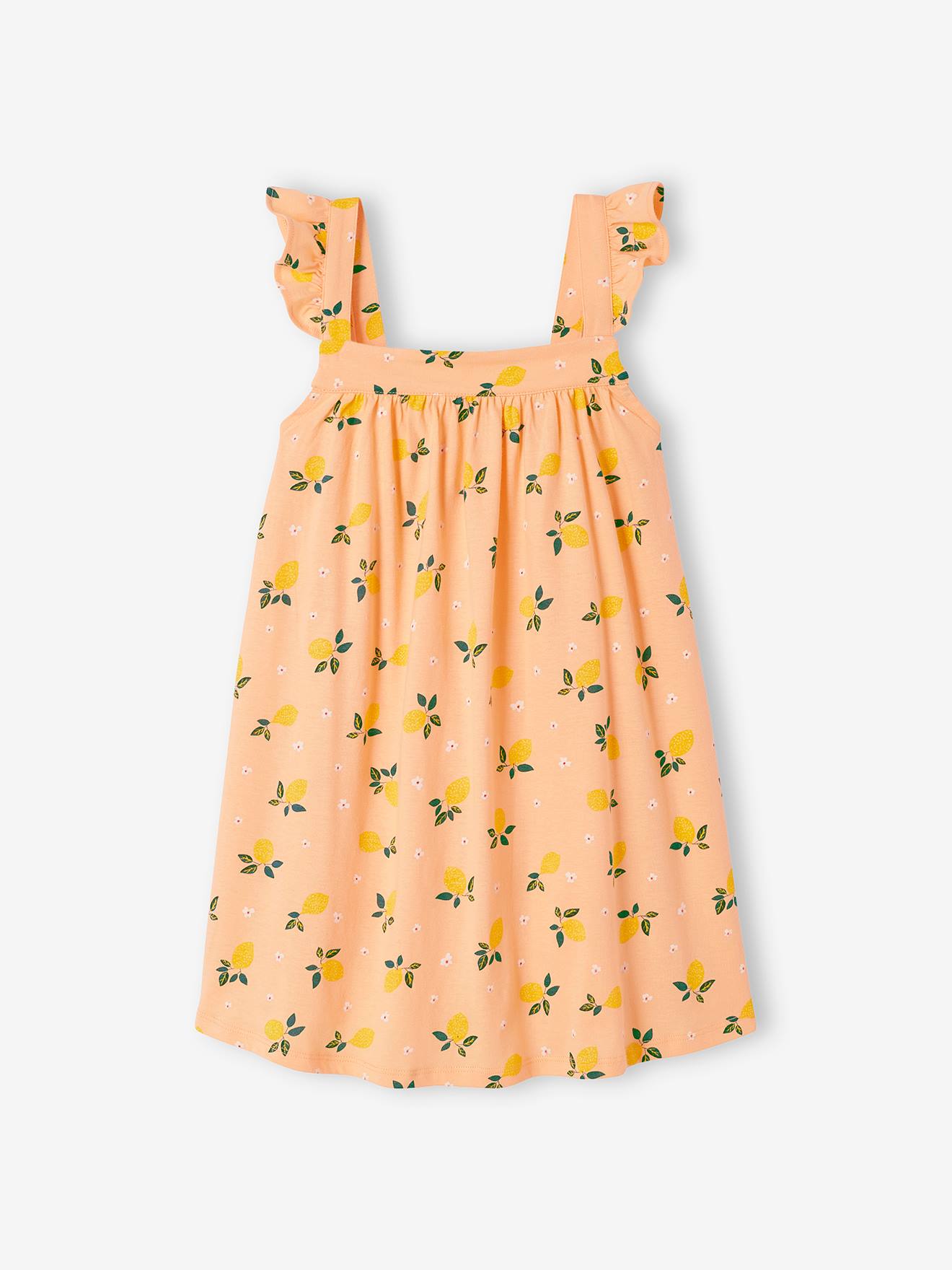 Robe à bretelles fille abricot poudré