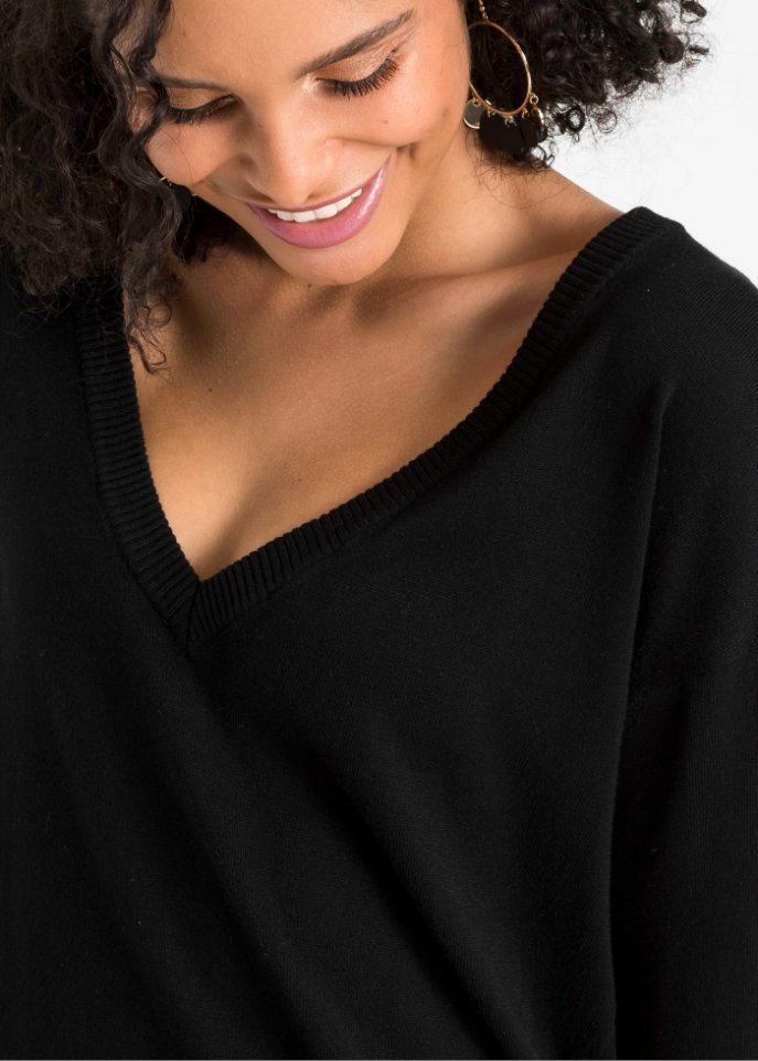 Oversize-Pullover mit V-Ausschnitt