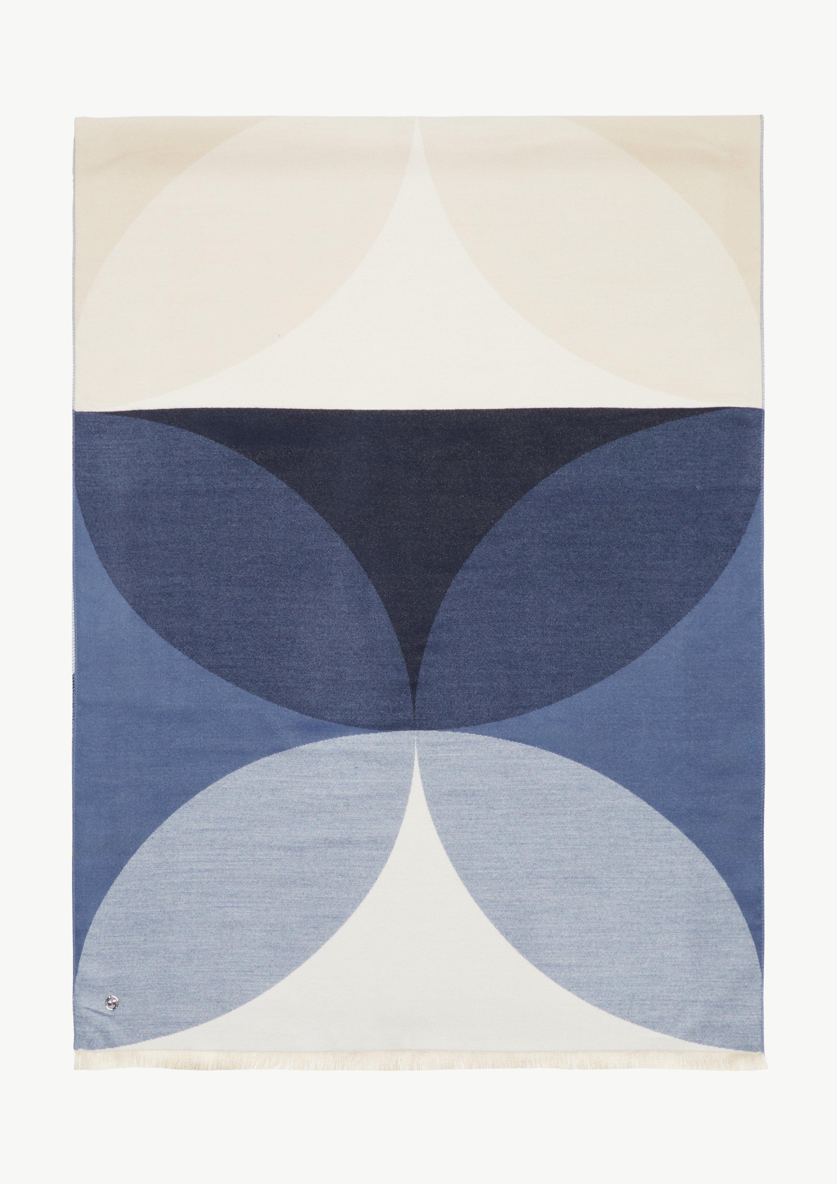 Schal mit Fransen aus Viskosemix - navy