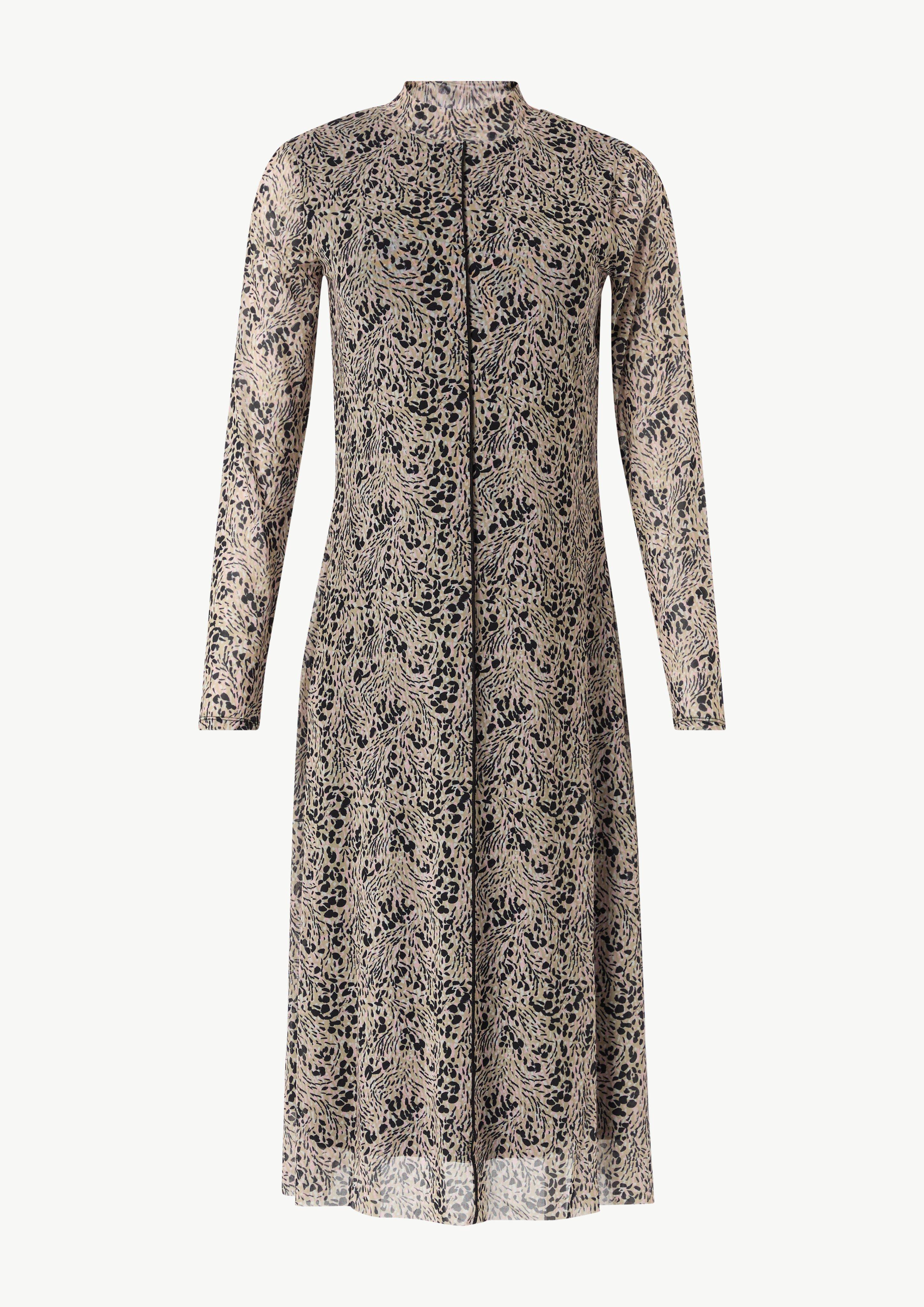 Hochgeschlossenes Midi-Kleid aus Mesh - sandstein