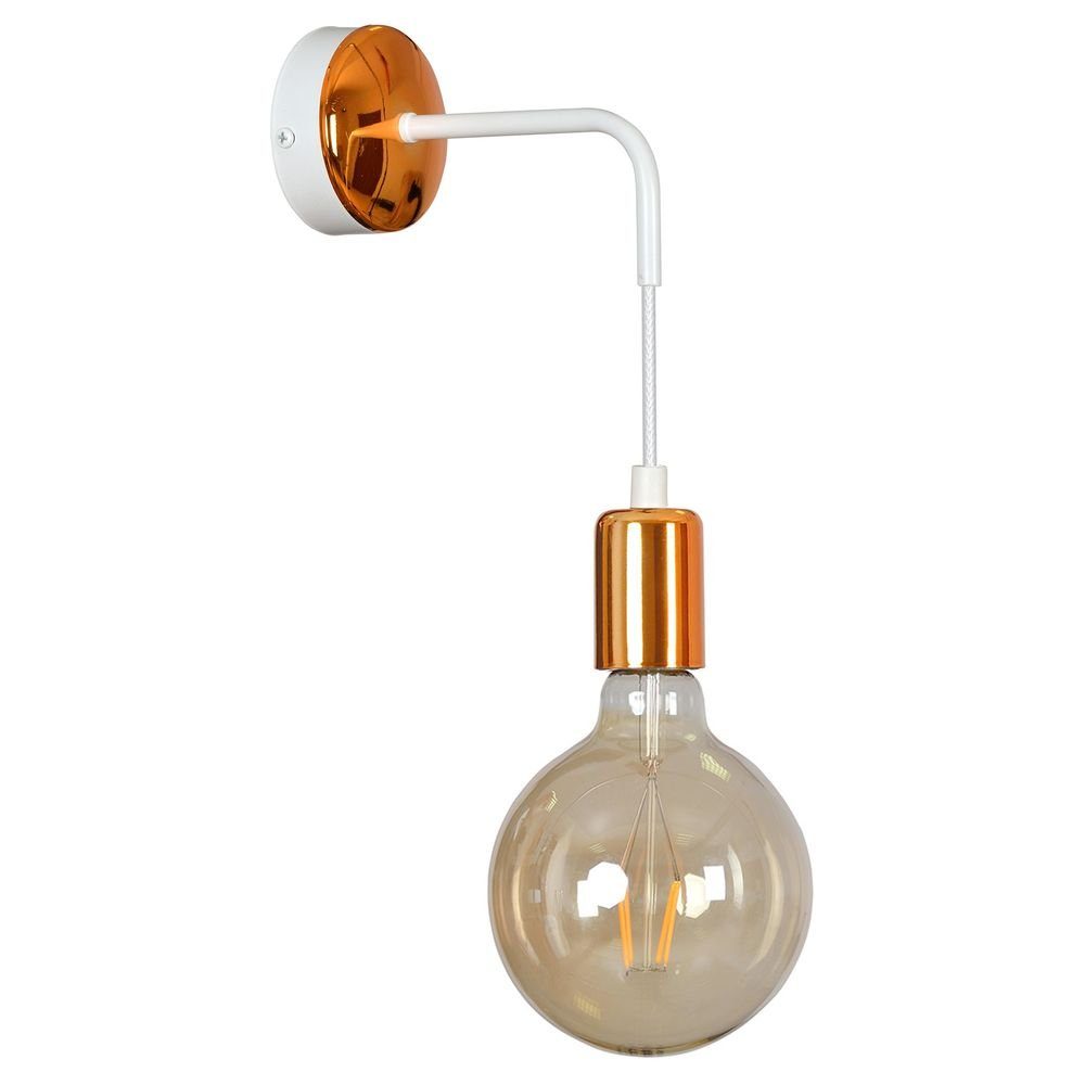 famlights Wandleuchte, Wandleuchte Sönke aus Metall in Weiß und Kupfer 1xE27 max.60W, keine Angabe, Leuchtmittel enthalten: Nein, warmweiss, Wandleuchte, Wandlampe, Wandlicht