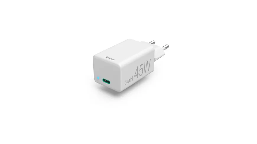 Hama Schnellladegerät, USB-C, PD/Qualcomm®/GaN, Mini-Ladegerät, 45 W, Weiß