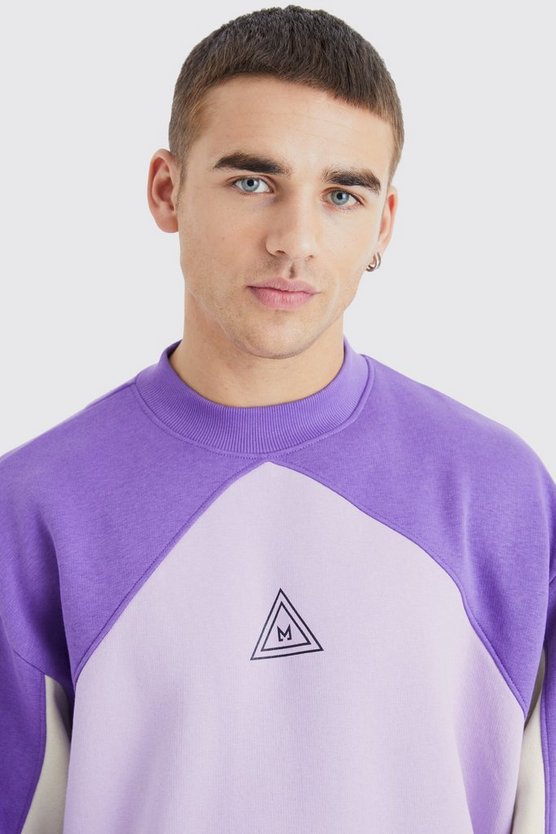 Oversize Colorblock Sweatshirt mit Logo