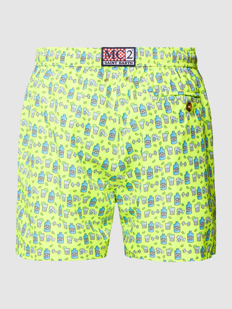 Badehose mit Allover-Muster Modell 'MICRO FANTASY' in hellgrün