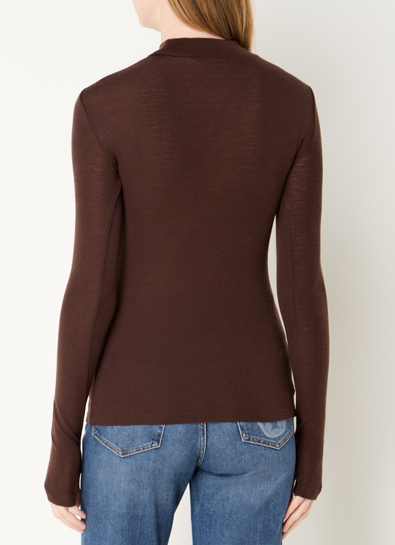 Camicia a maniche lunghe Claudie Pierlot in lana pregiata con collo alto