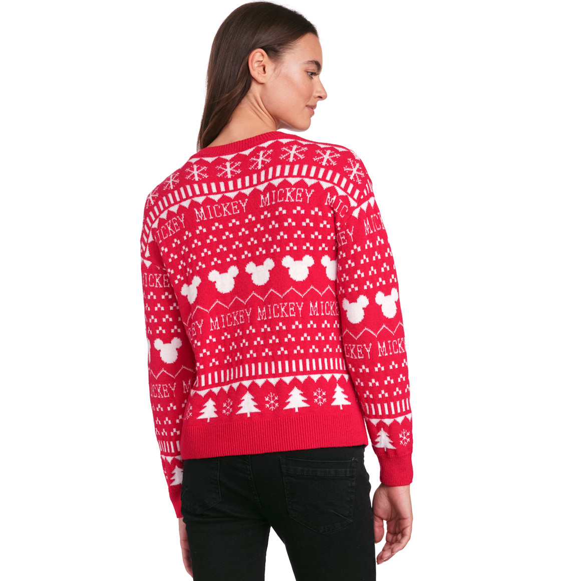 Micky Maus Weihnachtsstrickpullover rot / weiss